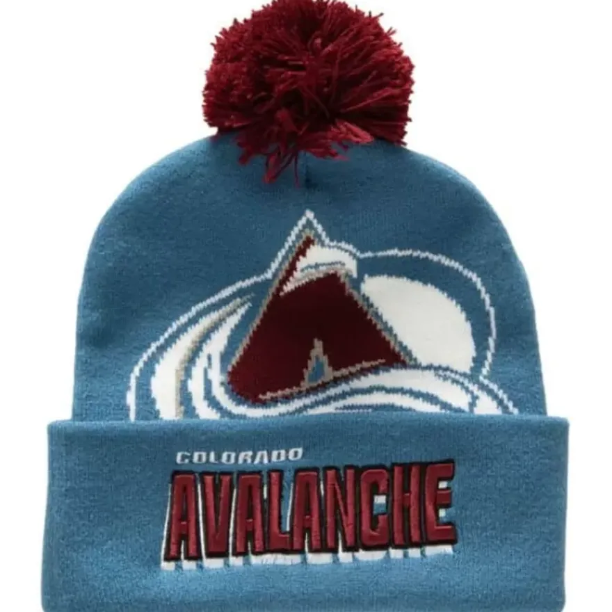 Mitchell & Ness Knit-Punch Out Pom Knit Colorado Avalanche