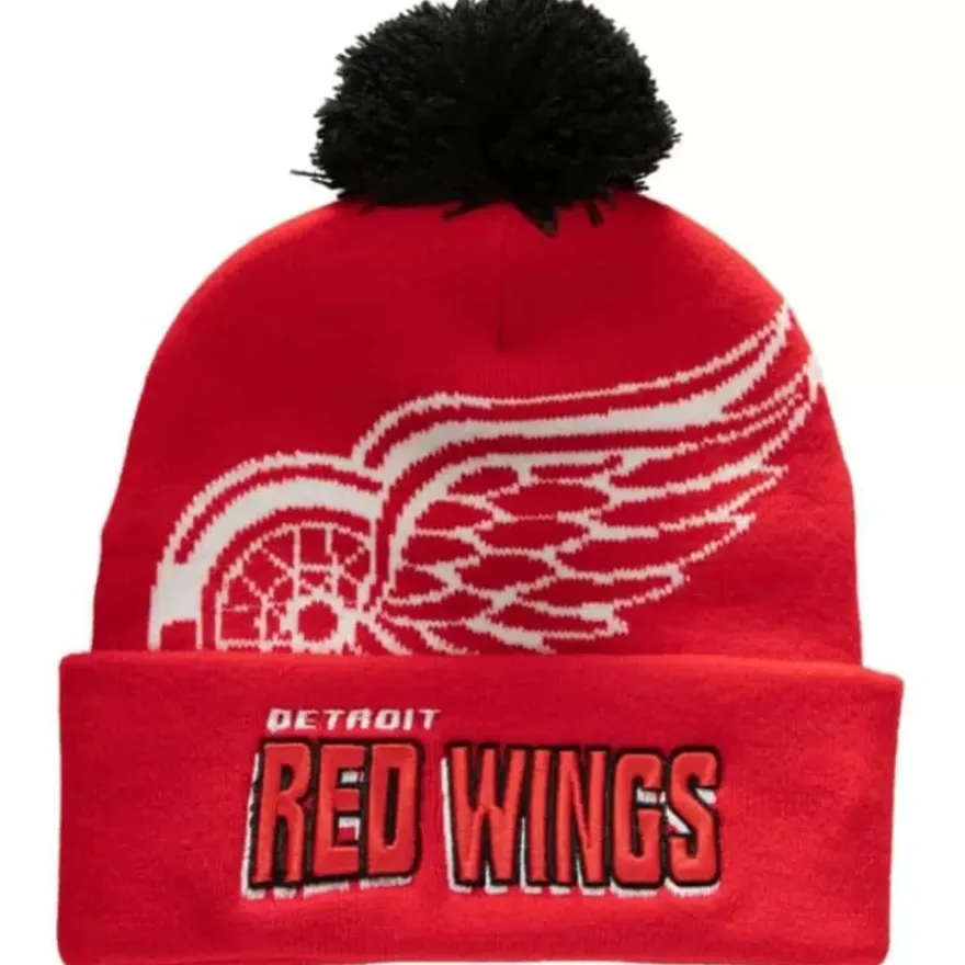 Mitchell & Ness Knit-Punch Out Pom Knit Detroit Red Wings