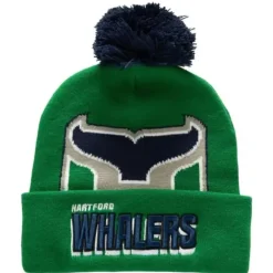Mitchell & Ness Knit-Punch Out Pom Knit Hartford Whalers