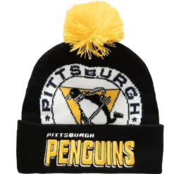 Mitchell & Ness Knit-Punch Out Pom Knit Pittsburgh Penguins