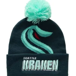 Mitchell & Ness Knit-Punch Out Pom Knit Seattle Kraken