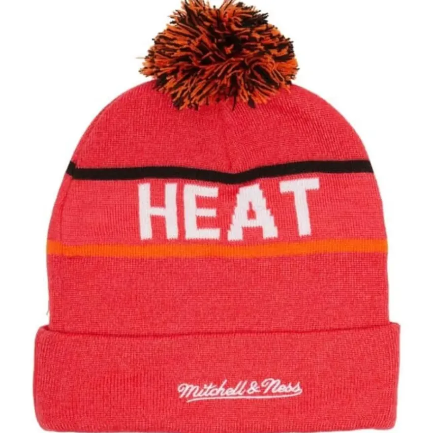Mitchell & Ness Knit-Reload 2.0 Pom Knit Beanie Miami Heat