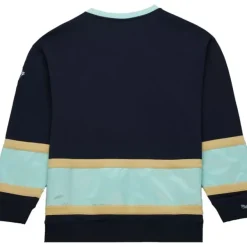 Mitchell & Ness Hoodies & Sweatshirts-Satin Insert Fleece Crew Current Logo Seattle Kraken