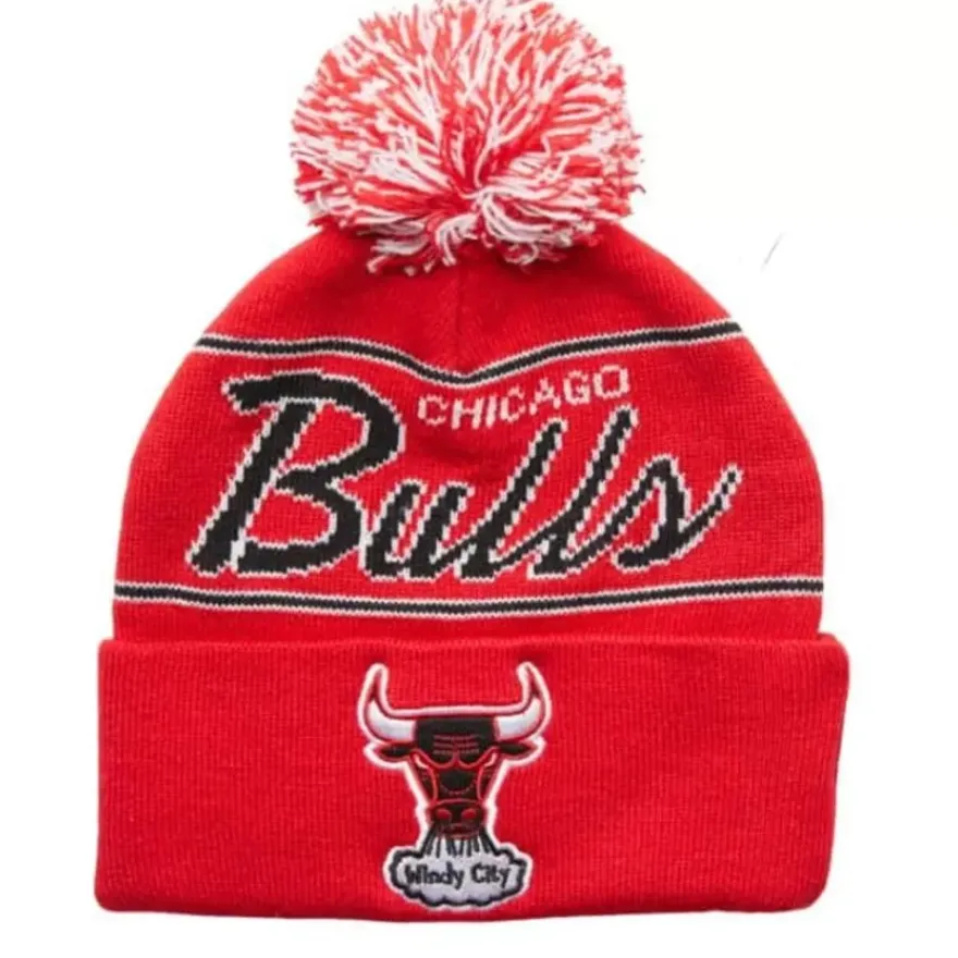 Mitchell & Ness Knit-Script Pom Beanie Hwc Chicago Bulls