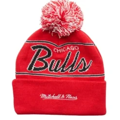 Mitchell & Ness Knit-Script Pom Beanie Hwc Chicago Bulls