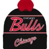 Mitchell & Ness Knit-Script Pom Beanie Hwc Chicago Bulls