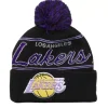 Mitchell & Ness Knit-Script Pom Beanie Hwc Los Angeles Lakers