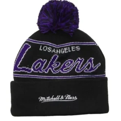Mitchell & Ness Knit-Script Pom Beanie Hwc Los Angeles Lakers