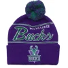 Mitchell & Ness Knit-Script Pom Beanie Hwc Milwaukee Bucks