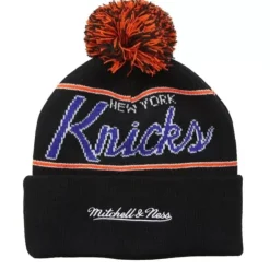 Mitchell & Ness Knit-Script Pom Beanie Hwc New York Knicks