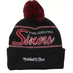 Mitchell & Ness Knit-Script Pom Beanie Hwc Philadelphia 76Ers
