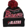 Mitchell & Ness Knit-Script Pom Beanie Hwc Portland Trail Blazers