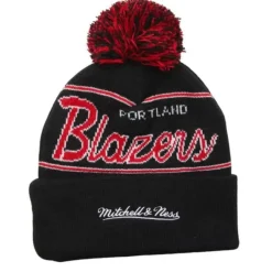 Mitchell & Ness Knit-Script Pom Beanie Hwc Portland Trail Blazers