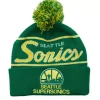 Mitchell & Ness Knit-Script Pom Beanie Hwc Seattle Supersonics