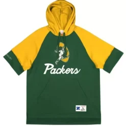 Mitchell & Ness Hoodies & Sweatshirts-Shortsleeve Fleece Hoodie Green Bay Packers