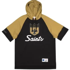 Mitchell & Ness Hoodies & Sweatshirts-Shortsleeve Fleece Hoodie New Orleans Saints