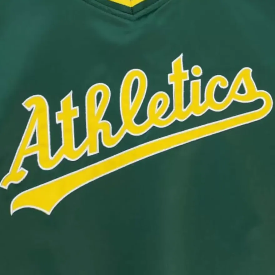 Mitchell & Ness Jackets & Outerwear-Sideline Pullover Satin Jacket Oakland Athletics