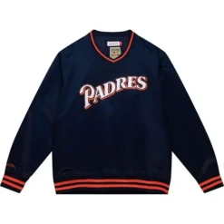 Mitchell & Ness Jackets & Outerwear-Sideline Pullover Satin Jacket San Diego Padres