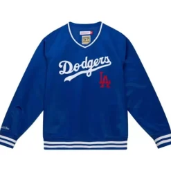 Mitchell & Ness Jackets & Outerwear-Sideline Pullover Satin Jacket Los Angeles Dodgers