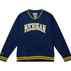 Mitchell & Ness Jackets & Outerwear-Sideline Pullover Satin Jacket University Of Michigan