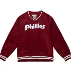 Mitchell & Ness Jackets & Outerwear-Sideline Pullover Satin Jacket Philadelphia Phillies