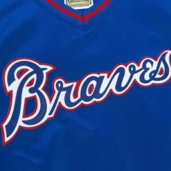 Mitchell & Ness Jackets & Outerwear-Sideline Pullover Satin Jacket Atlanta Braves