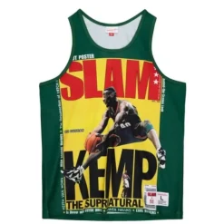 Mitchell & Ness T-Shirts & Tops-Slam Sublimated Tank Seattle Supersonics Shawn Kemp