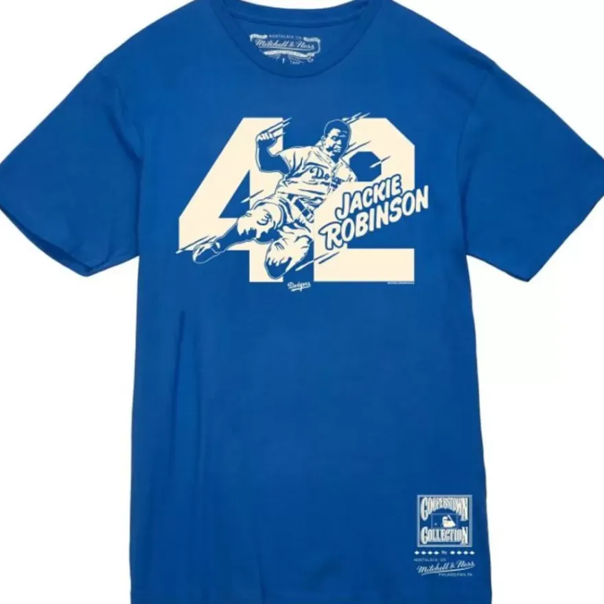 Mitchell & Ness T-Shirts & Tops-Sliding 42 Tee Los Angeles Dodgers Jackie Robinson