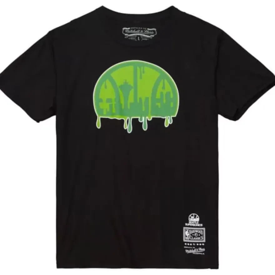 Mitchell & Ness T-Shirts & Tops-Slime Drip Tees Seattle Supersonics