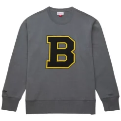 Mitchell & Ness Hoodies & Sweatshirts-Snow Washed Fleece Crew Boston Bruins