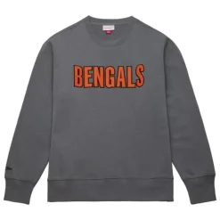 Mitchell & Ness Hoodies & Sweatshirts-Snow Washed Fleece Crew Cincinnati Bengals