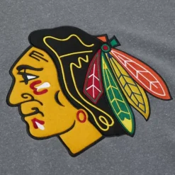 Mitchell & Ness Hoodies & Sweatshirts-Snow Washed Fleece Crew Current Logo Chicago Blackhawks