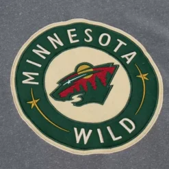 Mitchell & Ness Hoodies & Sweatshirts-Snow Washed Fleece Crew Current Logo Minnesota Wild