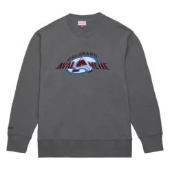 Mitchell & Ness Hoodies & Sweatshirts-Snow Washed Fleece Crew Current Logo Colorado Avalanche