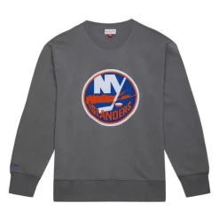 Mitchell & Ness Hoodies & Sweatshirts-Snow Washed Fleece Crew Current Logo New York Islanders