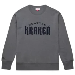 Mitchell & Ness Hoodies & Sweatshirts-Snow Washed Fleece Crew Current Logo Seattle Kraken
