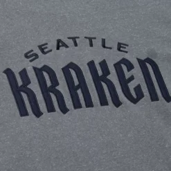 Mitchell & Ness Hoodies & Sweatshirts-Snow Washed Fleece Crew Current Logo Seattle Kraken