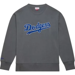 Mitchell & Ness Hoodies & Sweatshirts-Snow Washed Fleece Crew Los Angeles Dodgers
