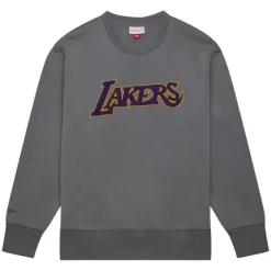 Mitchell & Ness Hoodies & Sweatshirts-Snow Washed Fleece Crew Los Angeles Lakers