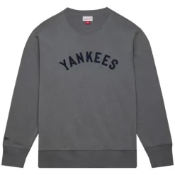 Mitchell & Ness Hoodies & Sweatshirts-Snow Washed Fleece Crew New York Yankees