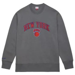 Mitchell & Ness Hoodies & Sweatshirts-Snow Washed Fleece Crew New York Knicks