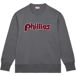 Mitchell & Ness Hoodies & Sweatshirts-Snow Washed Fleece Crew Philadelphia Phillies