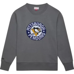 Mitchell & Ness Hoodies & Sweatshirts-Snow Washed Fleece Crew Pittsburgh Penguins