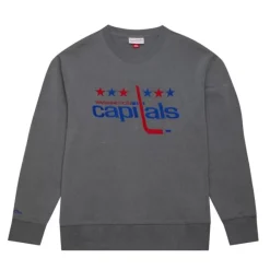 Mitchell & Ness Hoodies & Sweatshirts-Snow Washed Fleece Crew Washington Capitals