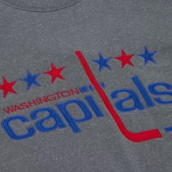 Mitchell & Ness Hoodies & Sweatshirts-Snow Washed Fleece Crew Washington Capitals