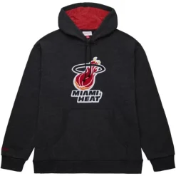 Mitchell & Ness Hoodies & Sweatshirts-Snow Washed Fleece Hoodie Miami Heat