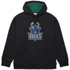 Mitchell & Ness Hoodies & Sweatshirts-Snow Washed Fleece Hoodie Milwaukee Bucks