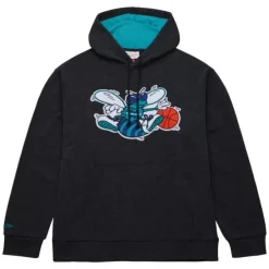 Mitchell & Ness Hoodies & Sweatshirts-Snow Washed Fleece Hoodie Charlotte Hornets