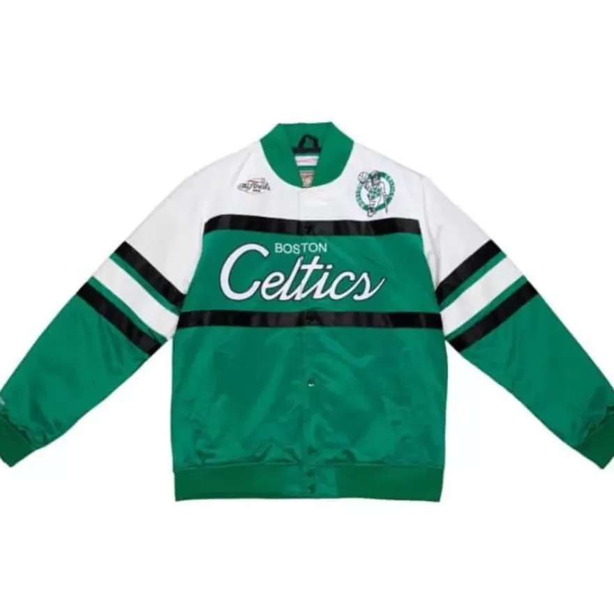 Mitchell & Ness Jackets & Outerwear-Special Script Heavyweight Satin Jacket Boston Celtics