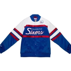 Mitchell & Ness Jackets & Outerwear-Special Script Heavyweight Satin Jacket Philadelphia 76Ers
